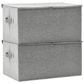 Oppbevaringsbokser 2 stk stoff 50x30x25 cm grå