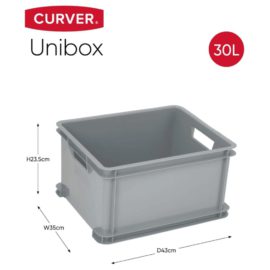 Oppbevaringsboks Unibox L 30L grå