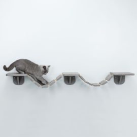 Veggmontert kattestige 150×30 cm gråbrun