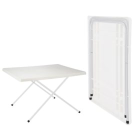 Sammenleggbart campingbord hvit justerbar 80x60x51/61 cm