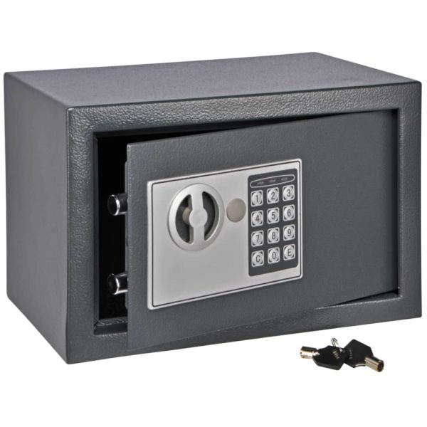 Safe med elektrisk lås mørkegrå 31x20x20 cm