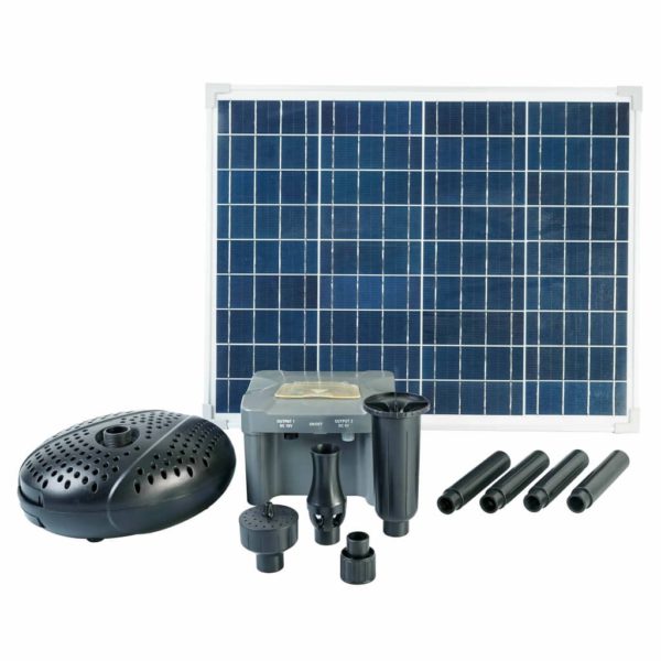 SolarMax 2500 sett med solpanel, pumpe og batteri