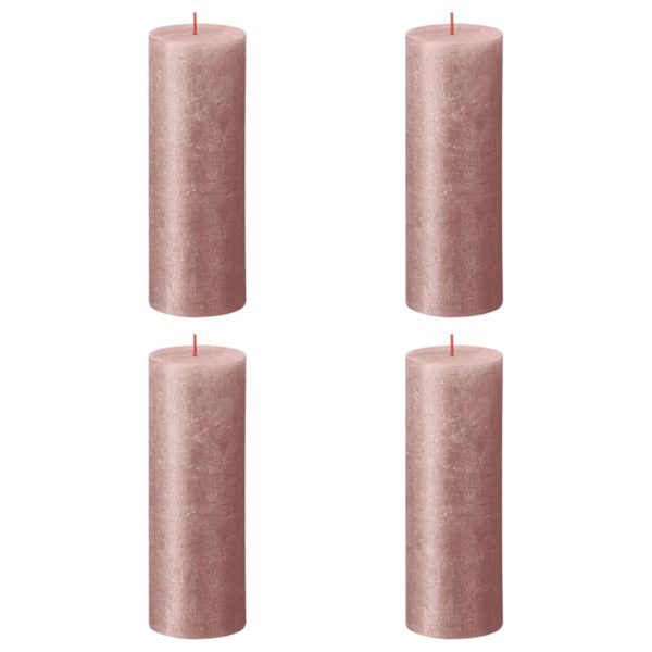 Rustikke søylelys Shimmer 4 stk 190×68 mm rosa