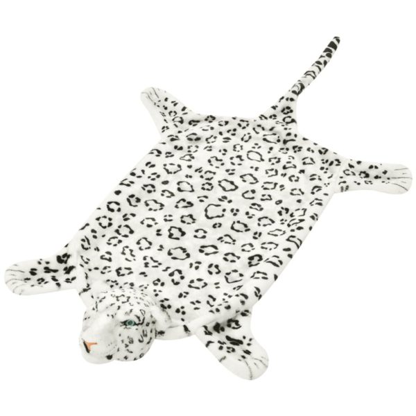 Leopardteppe plysj 139 cm hvit