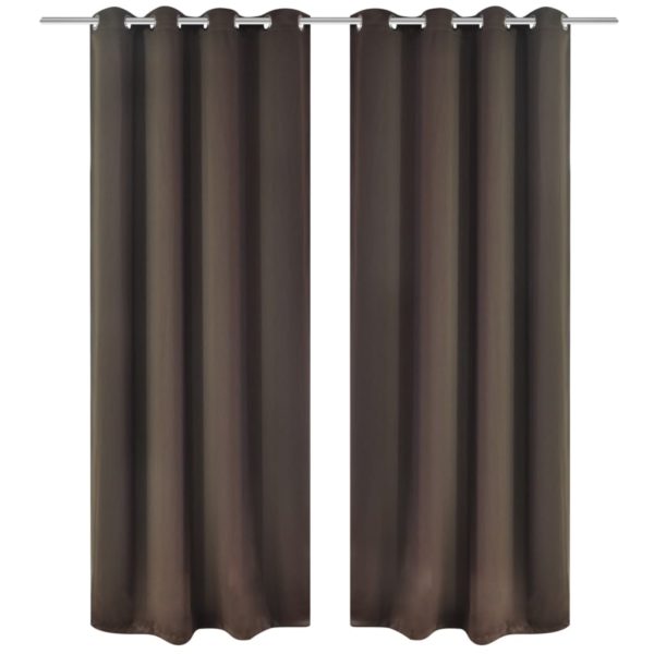 Lystette gardiner 2 stk med metallmaljer 135×175 cm brun