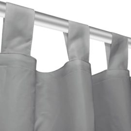 Mikrosateng gardiner med hemper 2 stk 140×225 cm grå