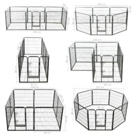 Hundegrind 8 paneler stål 80×80 cm svart