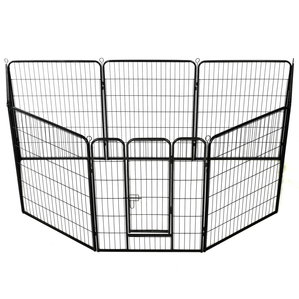 Hundegrind 8 paneler stål 80×100 cm svart