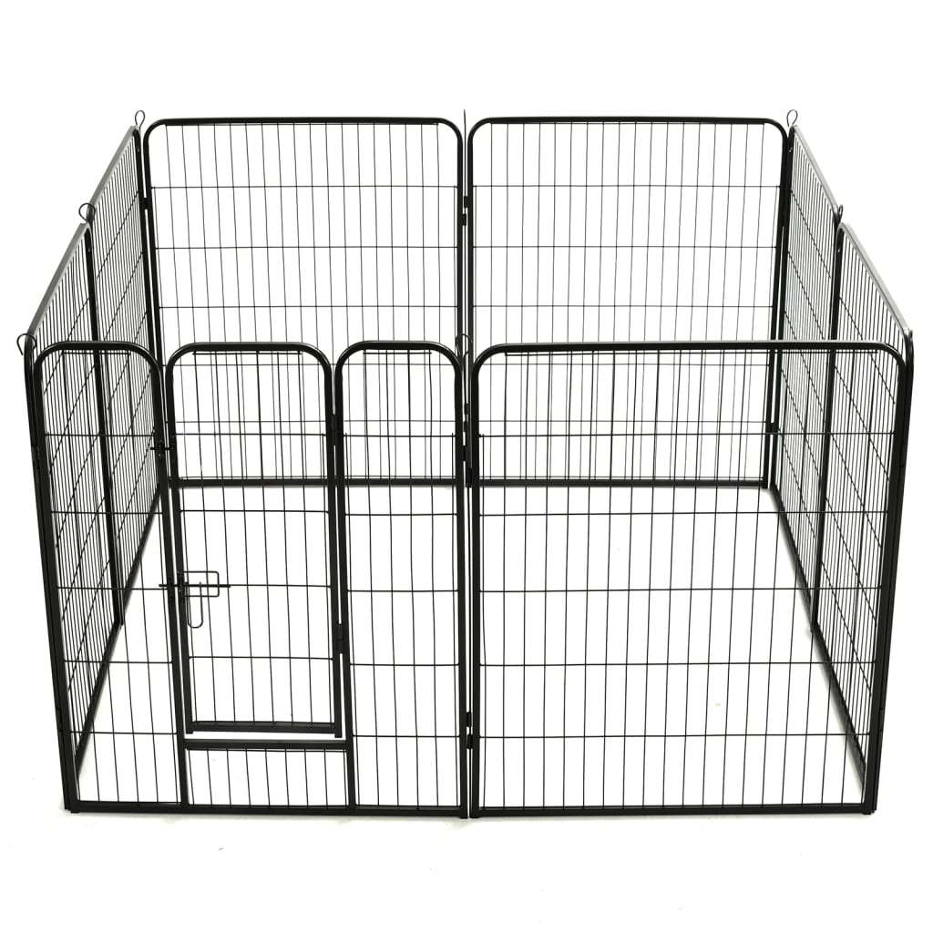 Hundegrind 8 paneler stål 80×100 cm svart