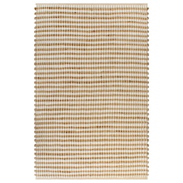Håndvevd teppe jute stoff 120×180 cm naturell og hvit