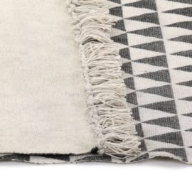 Gulvsteppe kilim-vevet bomull med mønster 120×180 cm svart/hvit