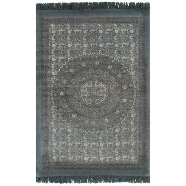 Gulvsteppe kilim-vevet bomull med mønster 120×180 cm grå