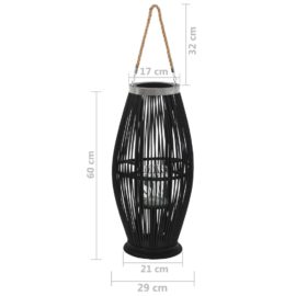 Hengelanterne for stearinlys bambus svart 60 cm