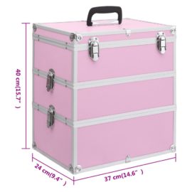 Sminkeveske 37x24x40 cm rosa aluminium
