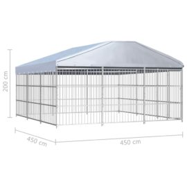 Utendørs hundegård med tak 450×450 cm