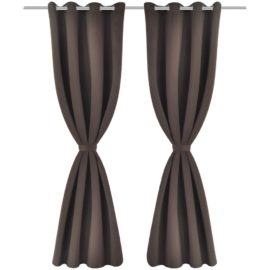 gardiner med metallringer 2 stk brun 135 x 245 cm