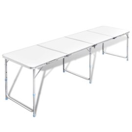 Sammenleggbart campingbord høydejusterbar aluminium 240 x 60 cm