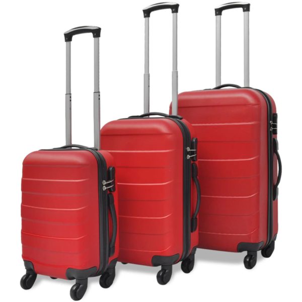 Hard koffertsett 3 stk rød 45,5/55/66 cm