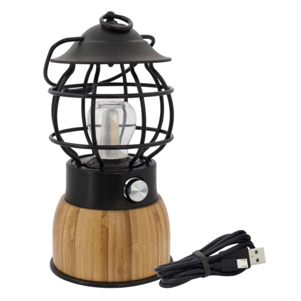 LED-campinglampe Breeze bambus svart