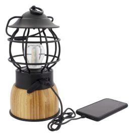 LED-campinglampe Breeze bambus svart