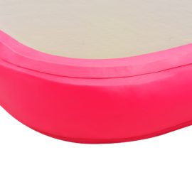 Oppblåsbar gymnastikkmatte med pumpe 400x100x10 cm PVC rosa