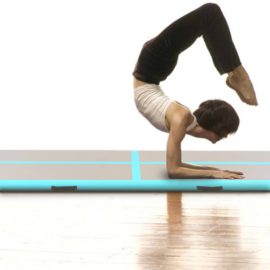 Oppblåsbar gymnastikkmatte med pumpe 400x100x10 cm PVC grønn