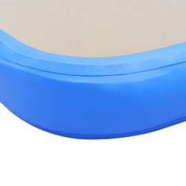 Oppblåsbar gymnastikkmatte med pumpe 500x100x10 cm PVC blå