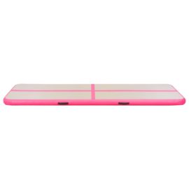 Oppblåsbar gymnastikkmatte med pumpe 600x100x10 cm PVC rosa