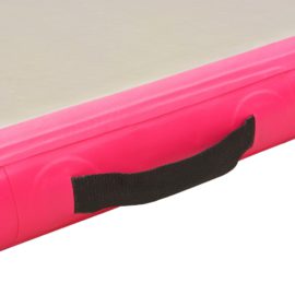 Oppblåsbar gymnastikkmatte med pumpe 600x100x10 cm PVC rosa