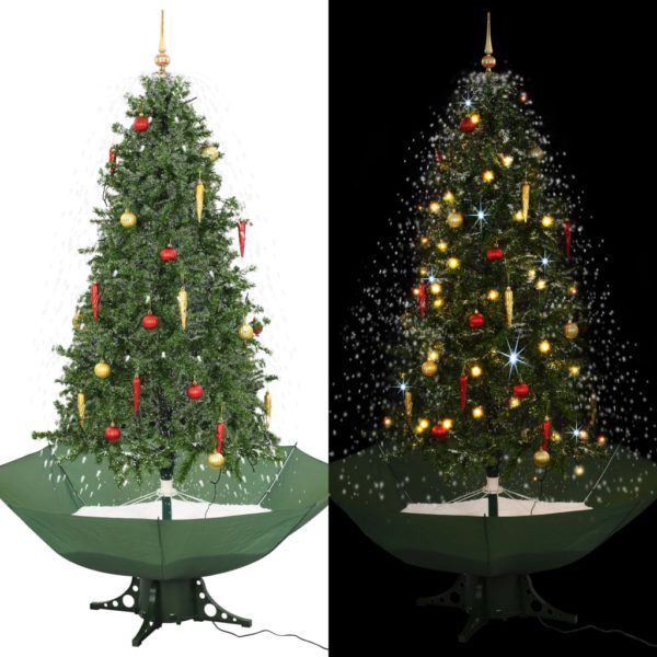 Kunstig juletre med snø og paraplybase grønn 190 cm