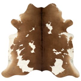 Ekte kuskinnteppe brun og hvit 150×170 cm