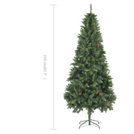 Kunstig juletre med furukongler grønn 210 cm