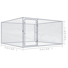 Utendørs hundegård galvanisert stål 2x2x1 m