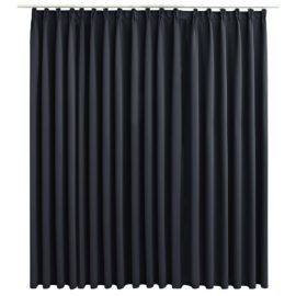 Lystett gardin med metallkroker svart 290×245 cm