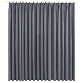 Lystett gardin med metallkroker grå 290×245 cm