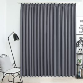 Lystett gardin med metallkroker grå 290×245 cm
