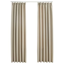Lystette gardiner med kroker 2 stk beige 140×175 cm