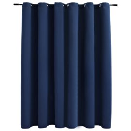 Lystett gardin med metallringer blå 290×245 cm