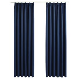 Lystette gardiner med kroker 2 stk blå 140×225 cm