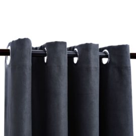 Lystette gardiner med metallringer 2 stk antrasitt 140×175 cm