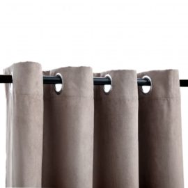 Lystette gardiner med metallringer 2 stk gråbrun 140×225 cm