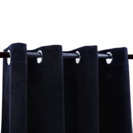 Lystette gardiner med ringer 2 stk fløyel svart 140×175 cm