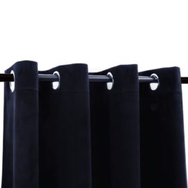 Lystett gardin med metallringer fløyel svart 290×245 cm