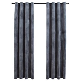 Lystette gardiner med ringer 2 stk fløyel antrasitt 140×175 cm