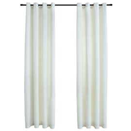 Lystette gardiner med ringer 2 stk fløyel kremhvit 140×175 cm