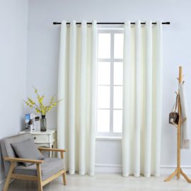 Lystette gardiner med ringer 2 stk fløyel kremhvit 140×175 cm