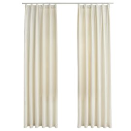 Lystette gardiner med kroker 2 stk fløyel beige 140×175 cm