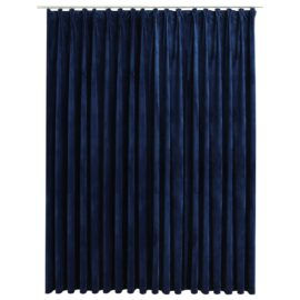 Lystett gardin med metallkroker fløyel mørkeblå 290×245 cm