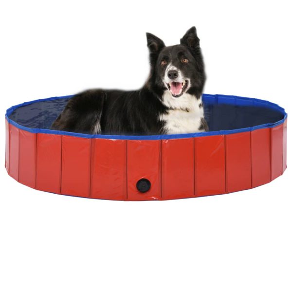 Sammenleggbart hundebasseng rød 160×30 cm PVC