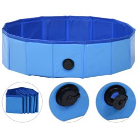Sammenleggbart hundebasseng blå 80×20 cm PVC
